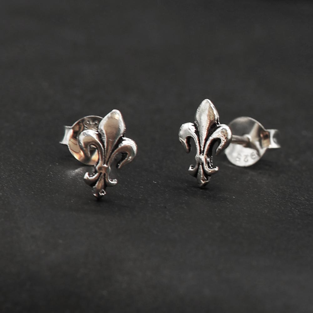 Mittelalter Lilie Ohrstecker aus Sterlingsilber Fleur des Lys Ohrring