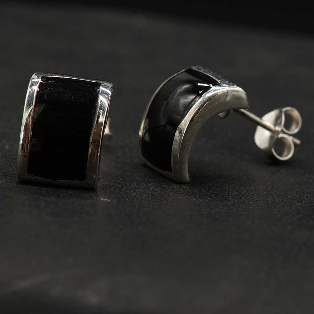 Ohrring Design schwarz 925 Sterlingsilber Ohrstecker