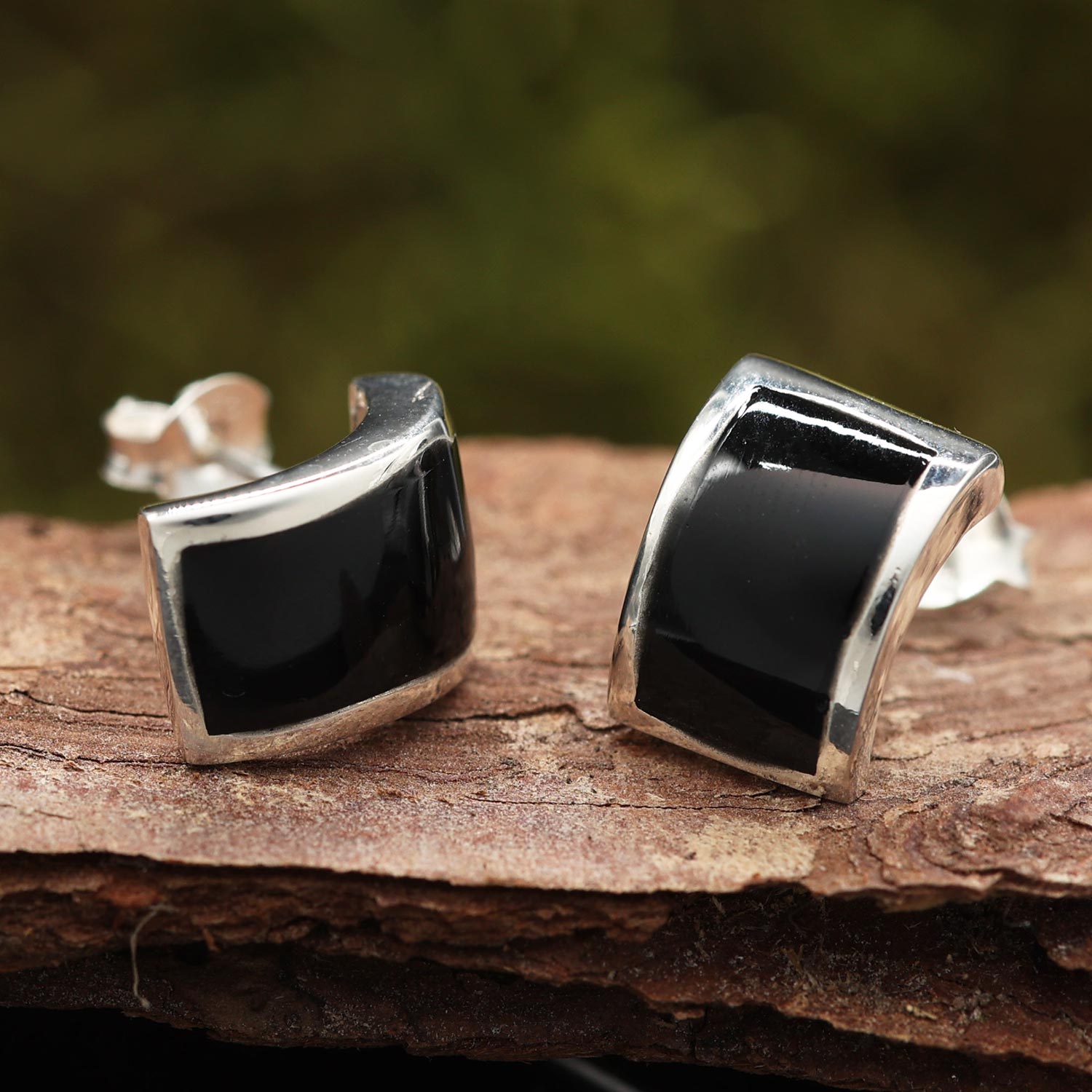 Schwarze Schmuck Ohrstecker Silber 925 Ohrringe