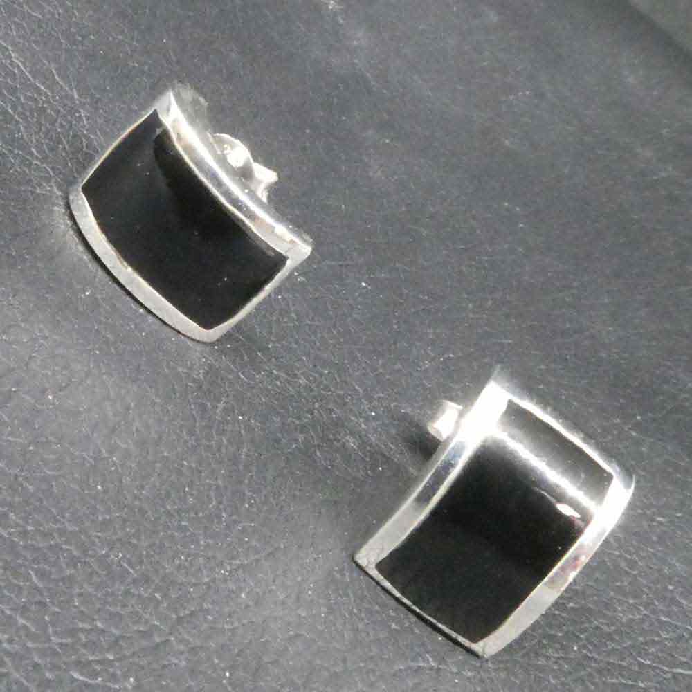 Ohrringe Silber 925 edel mit schwarzem Inlay