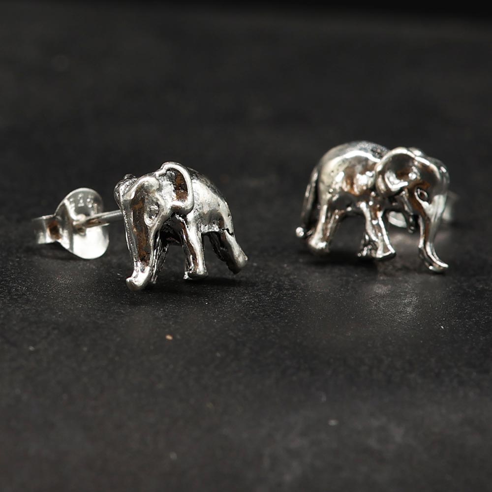 Elefant Ohrstecker 925 Silber 3 dimensionaler Ohrring Glückstier