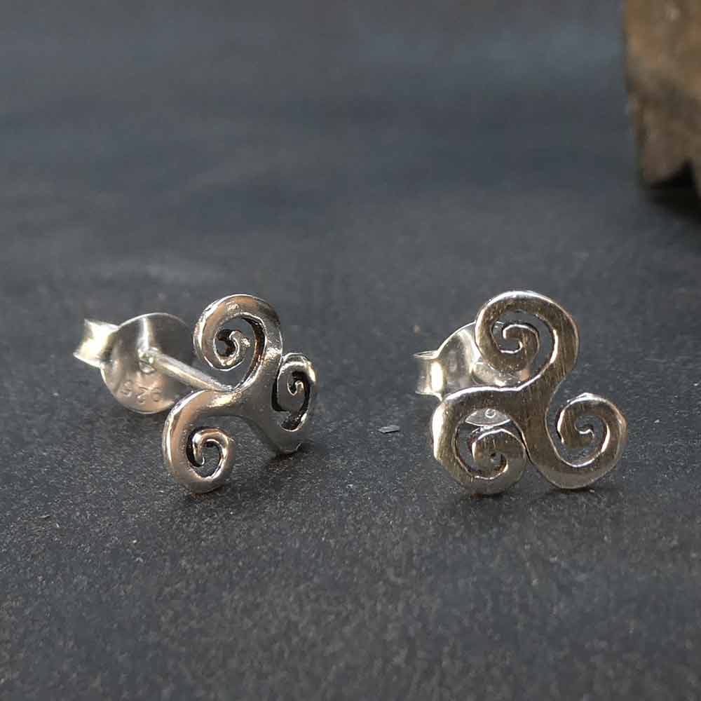 Keltische Triskel Ohrstecker 925 Silber Ohrschmuck Kelten Mittelalter