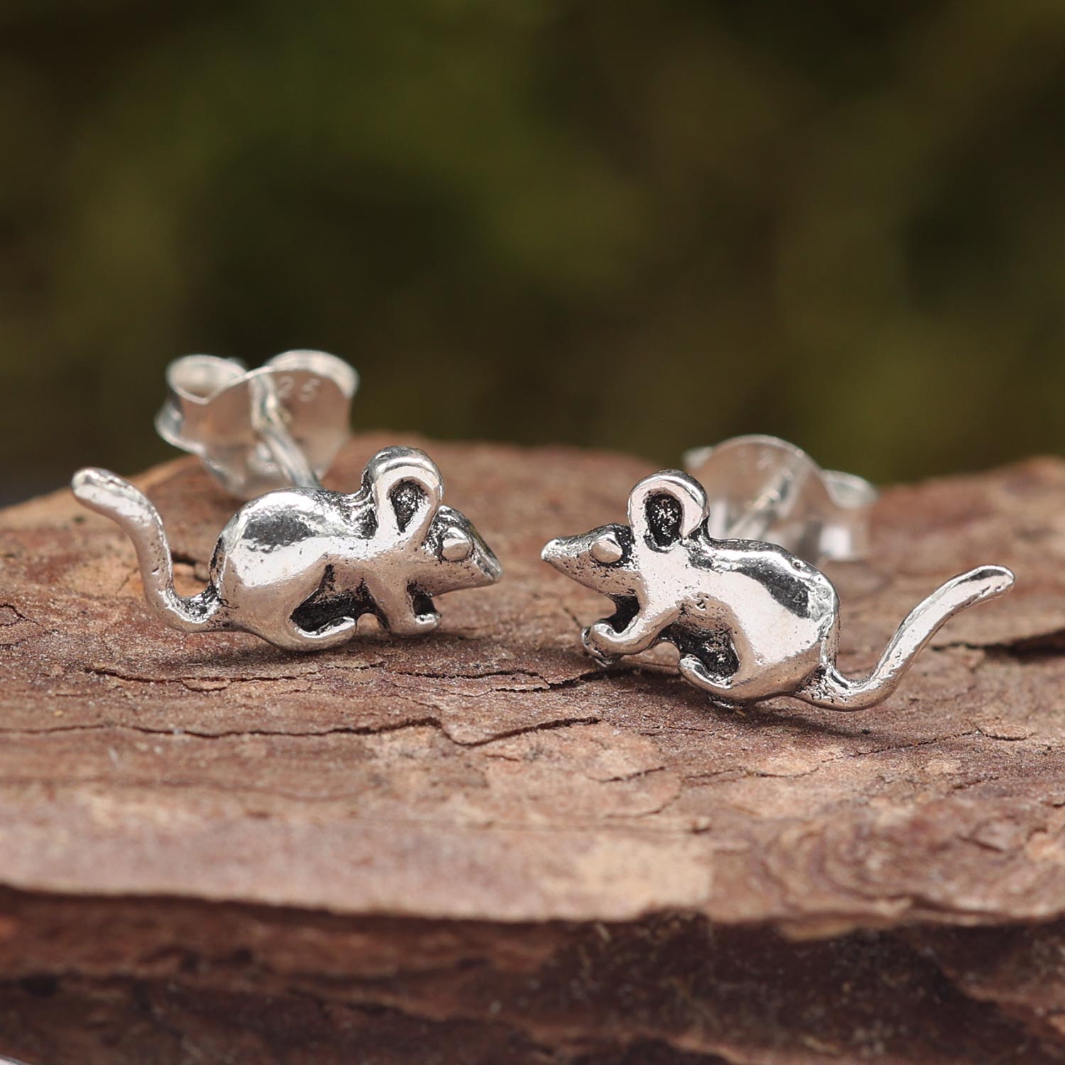 Maus Ohrring Silber Ohrstecker Tiere