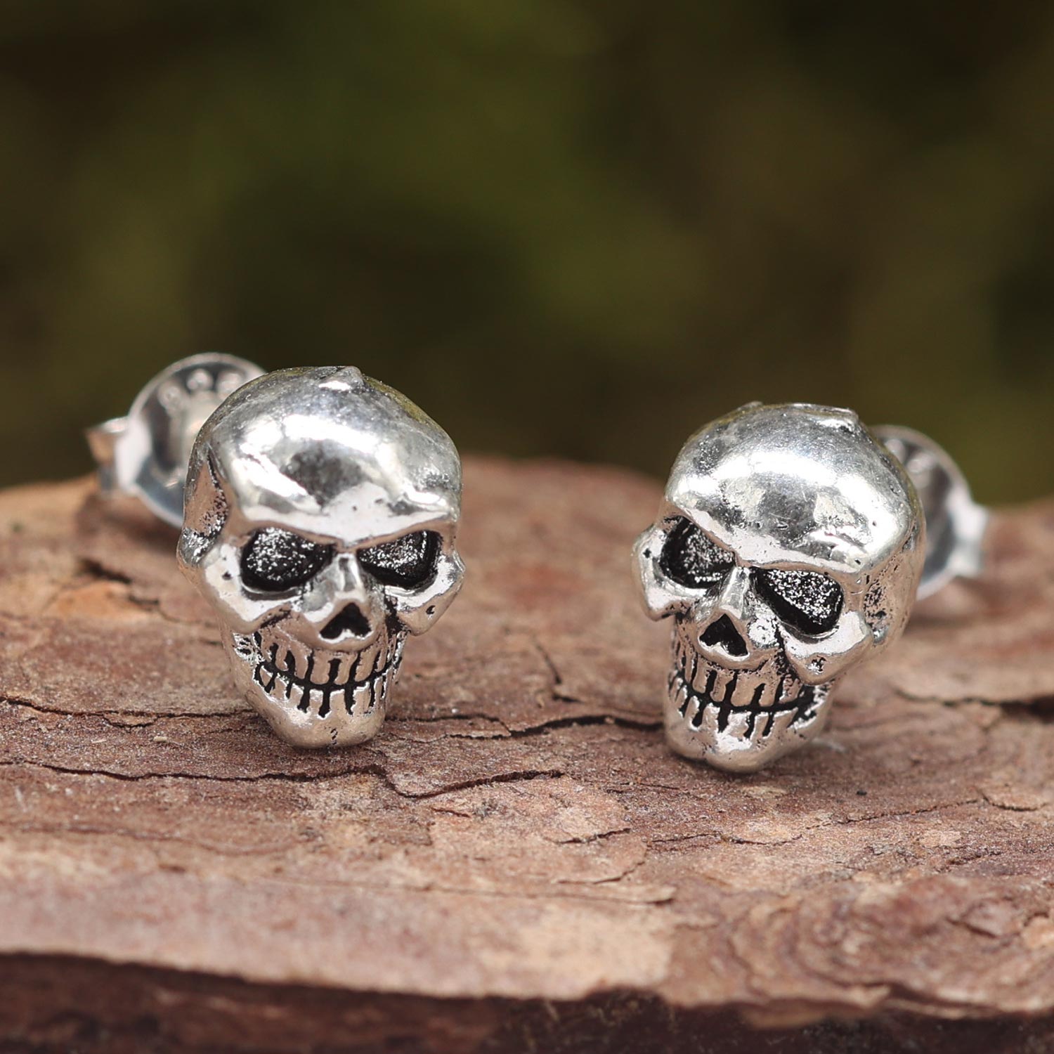Totenkopf Ohrring Silber Ohrstecker Biker