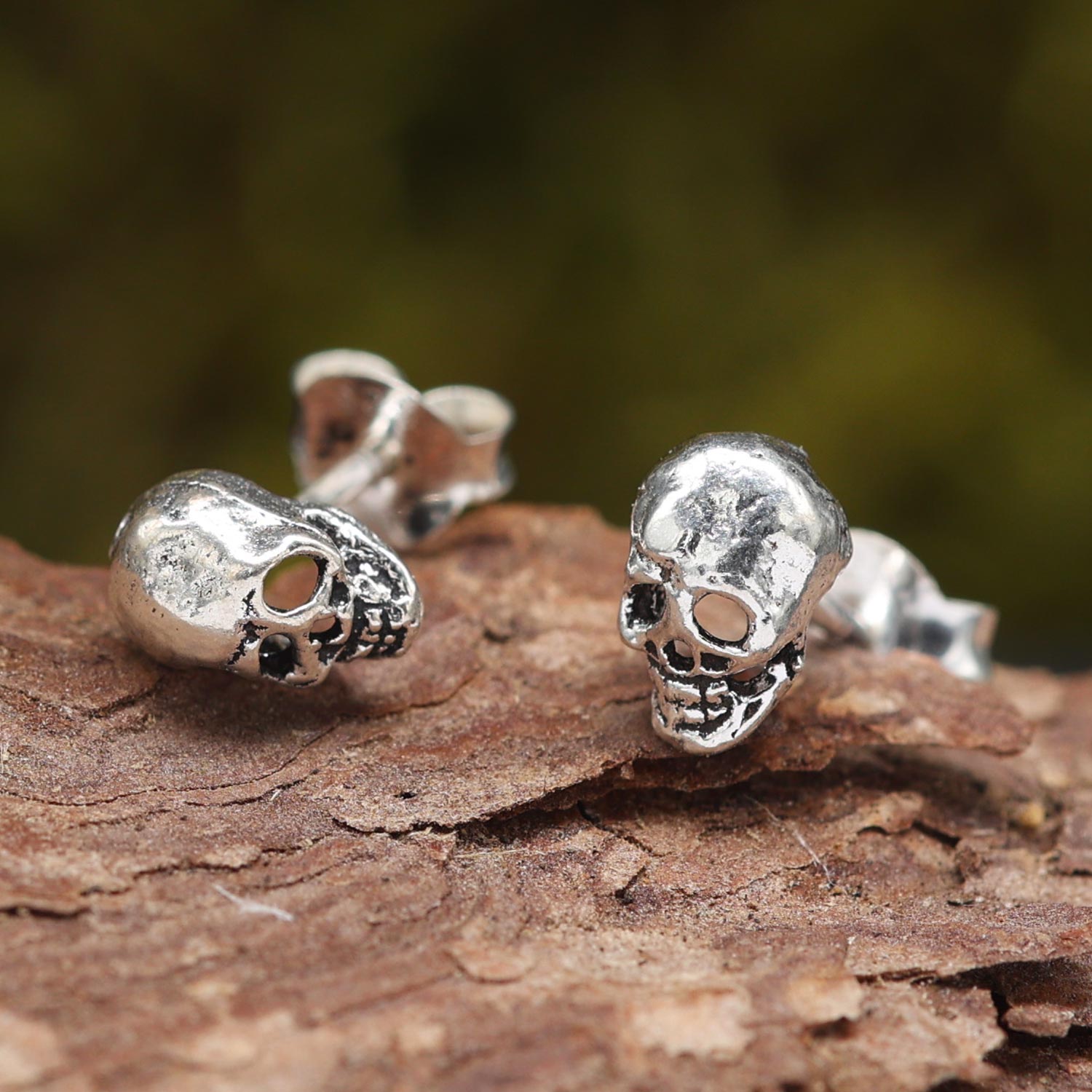 Totenkopf Ohrringe Stecker Silber Ohrschmuck Biker