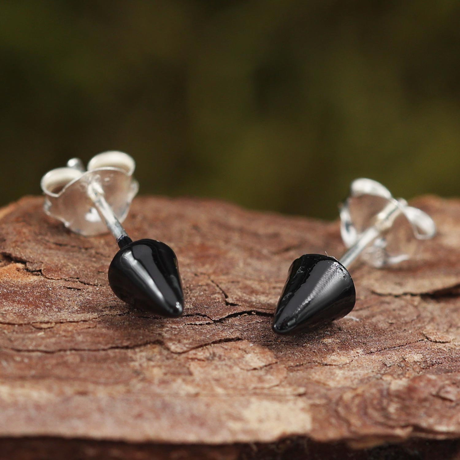 Schwarze Spitze Ohrringe Stecker Silber Ohrschmuck Gothic