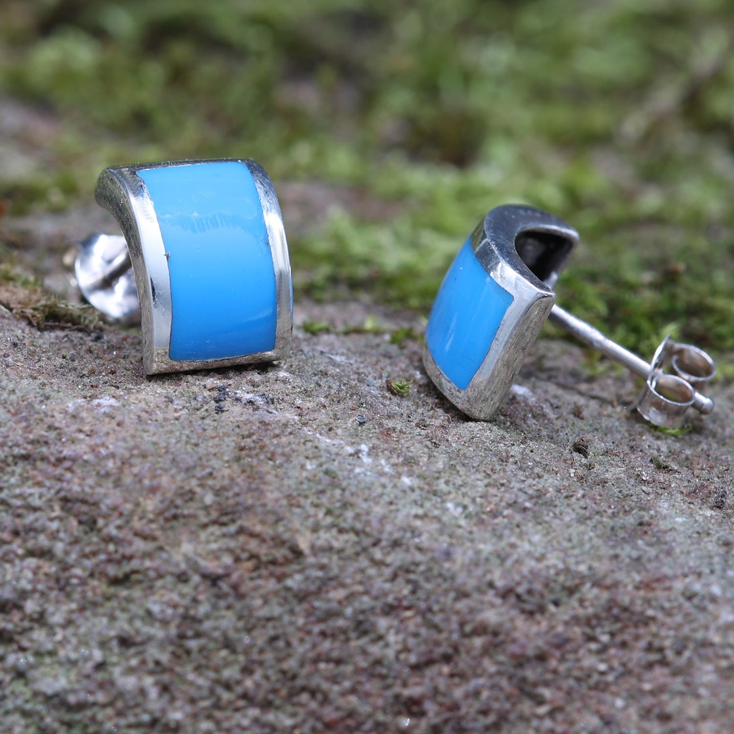 Ohrstecker Türkis Silber Ohrringe ausgefallener Ohrschmuck