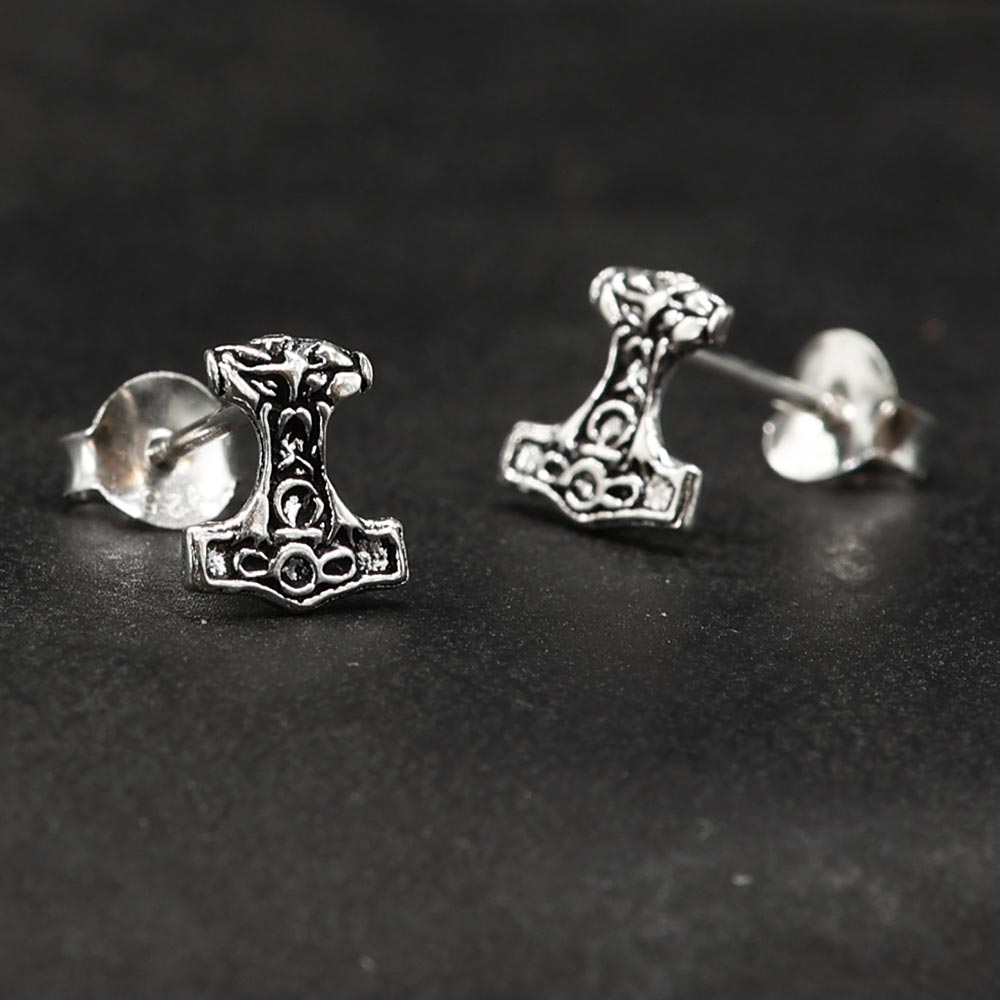 Thorshammer Ohrstecker 925 Silber Ohrschmuck Wikinger Mjölnir