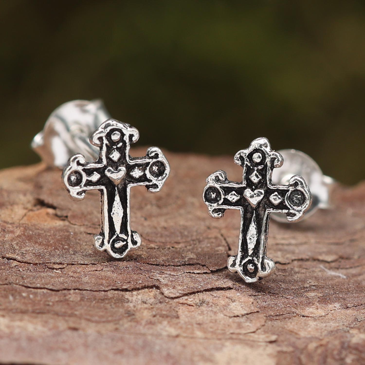 Kreuz Ohrstecker 925 Silber Ohrschmuck Gothic
