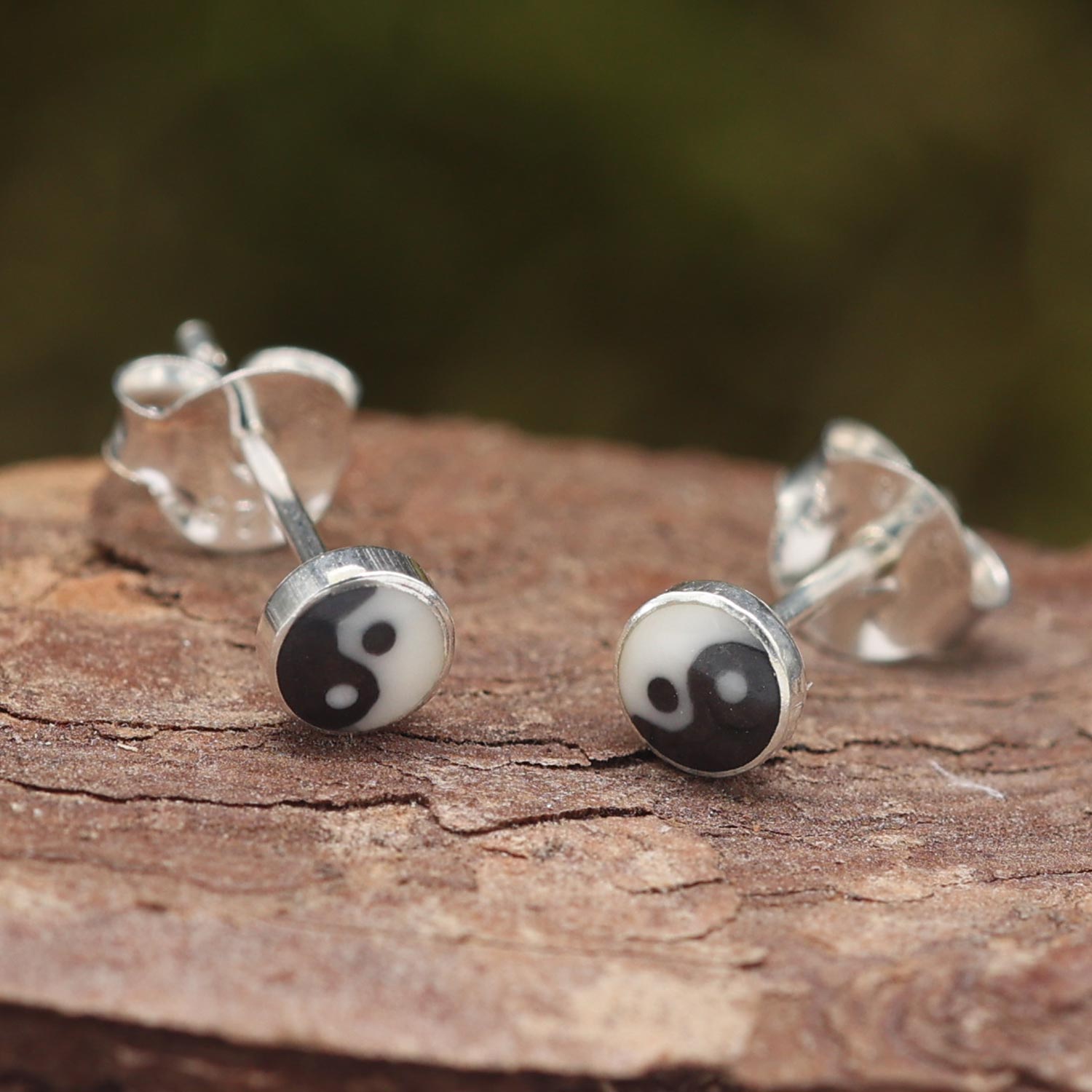 Kleine Jing Jang Ohrringe 925 Silber Ohrschmuck