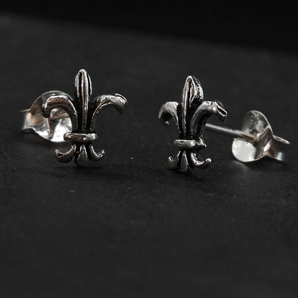 Fleur de Lys feine Ohrstecker 925 Silber Mittelalter Ohrringe
