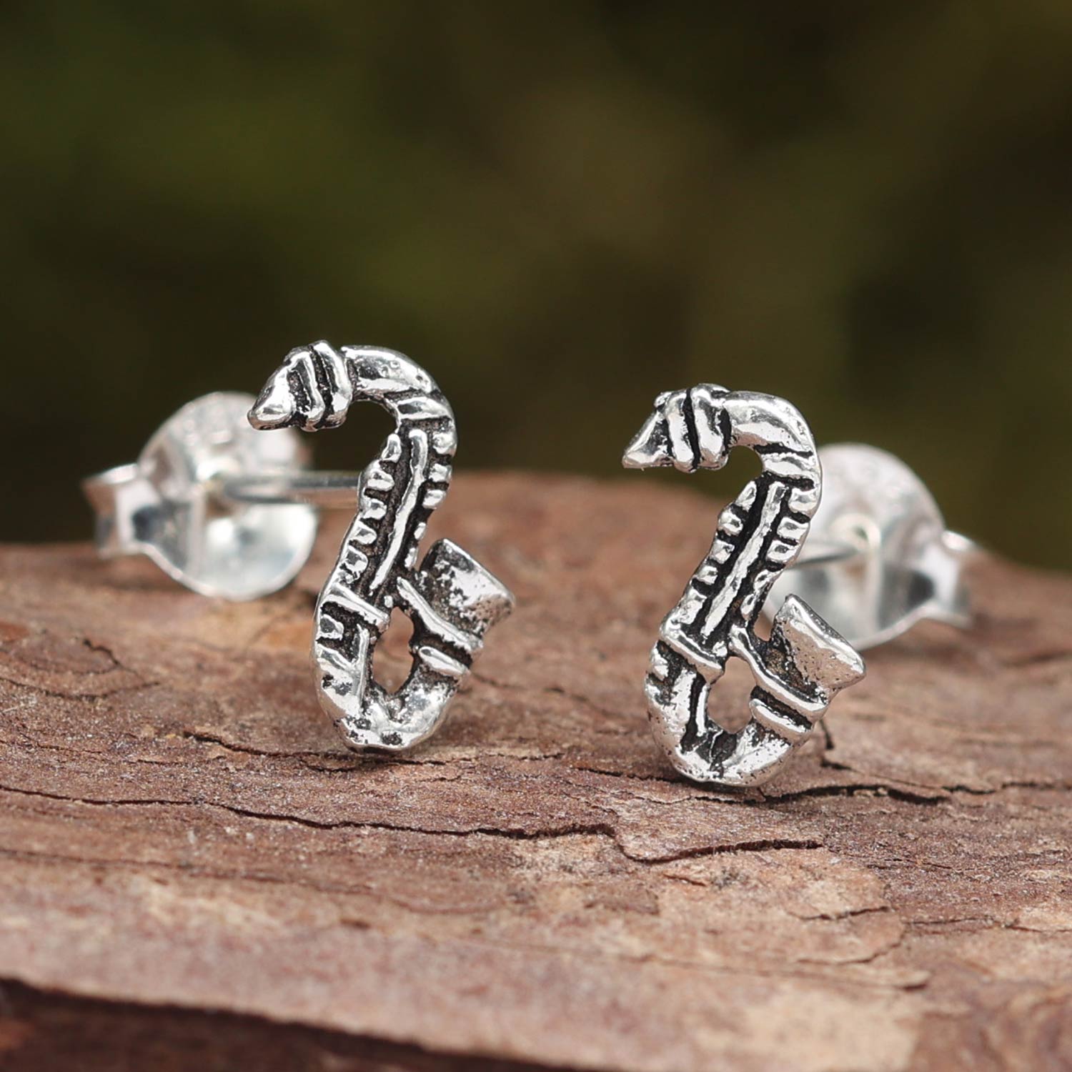 Saxophon Ohrringe ausgefallene Ohrstecker 925 Silber