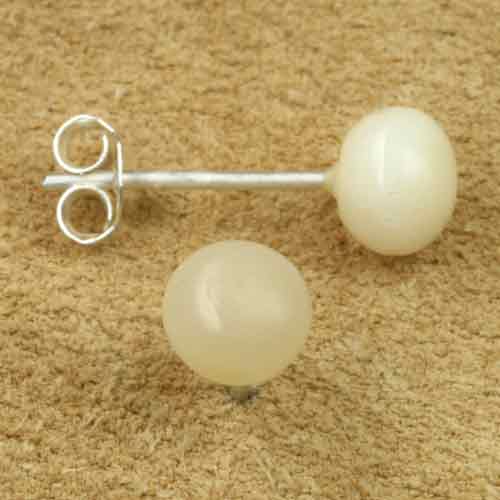 Knochen Kugel Ohrstecker 925 Silber