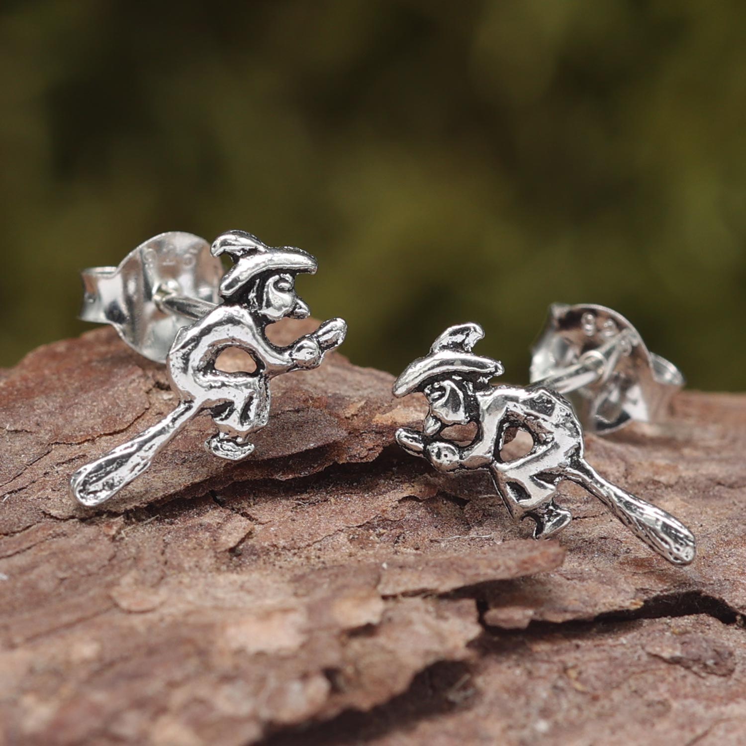 Hexe Ohrstecker ausgefallener Ohrschmuck 925 Silber