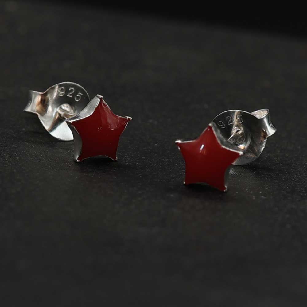 Roter Stern Ohrstecker 925 Silber Ohrschmuck