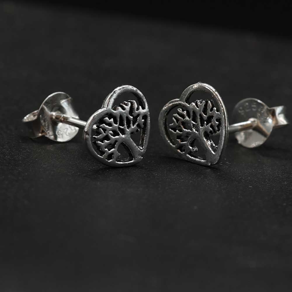 Baum im Herz Liebessymbol Ohrstecker Geschenk Ohrring aus 925 Silber