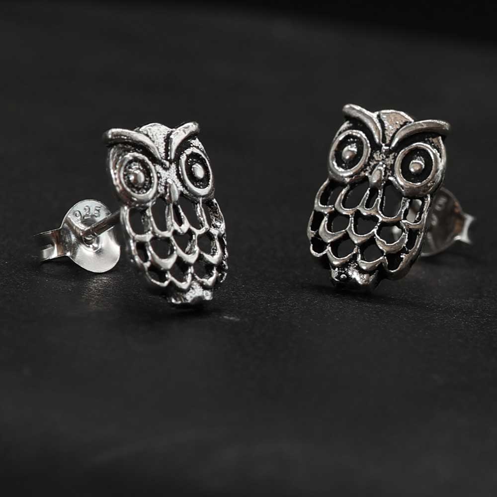 Große Eulen Ohrring 925 Silber Ohrstecker Eulenschmuck Silber
