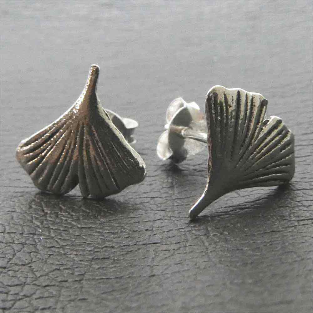 Ginkgo Blatt Ohrstecker Silber Ohrringe