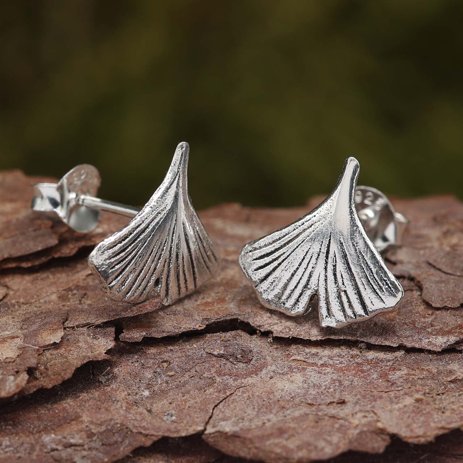 Gingko Ohrstecker ausgefallener Ohrschmuck 925 Silber