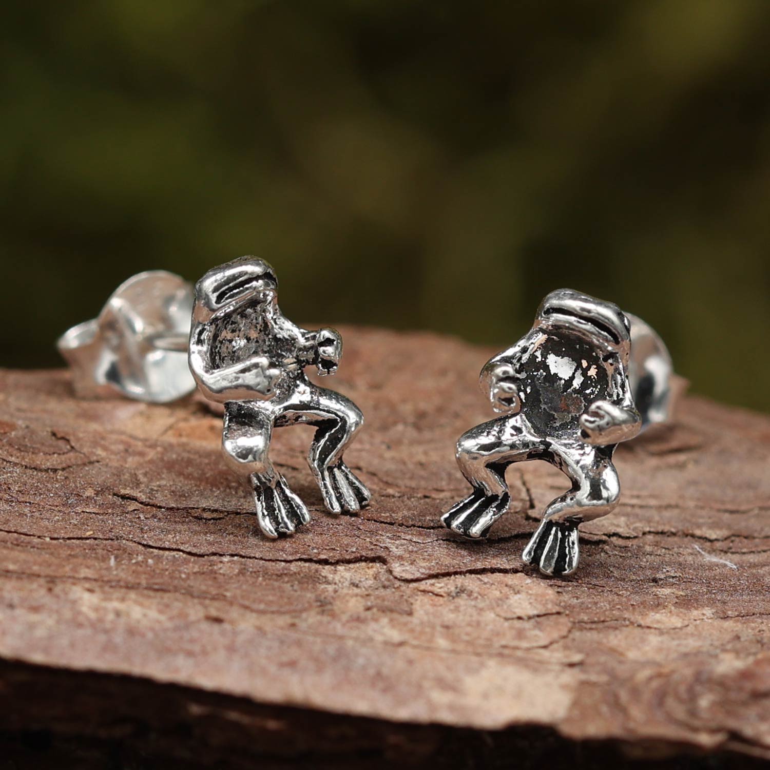 Frosch Ohrring Silber ausgefallener Ohrstecker
