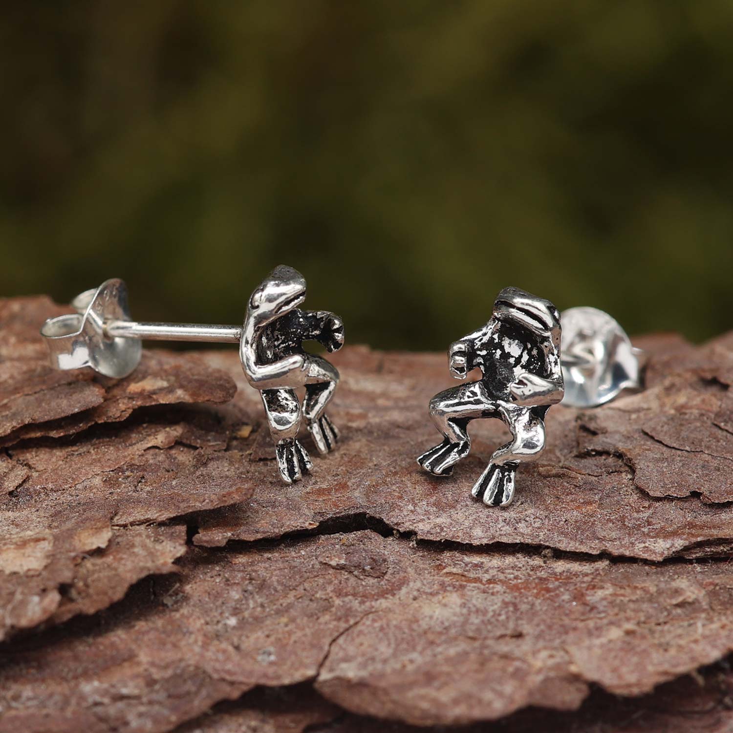 Frosch Ohrstecker Silber lustige Frösche Ohrringe