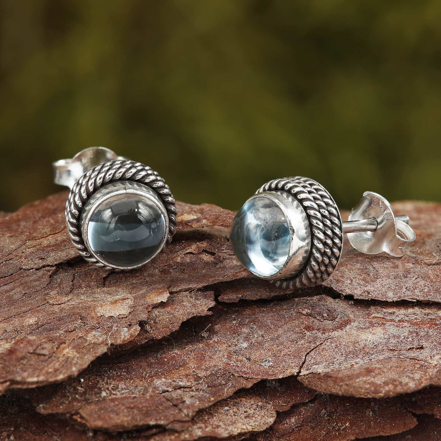 Blauer Topas Ohrschmuck Edelstein feines Sterlingsilber ausgefallene Ohrringe