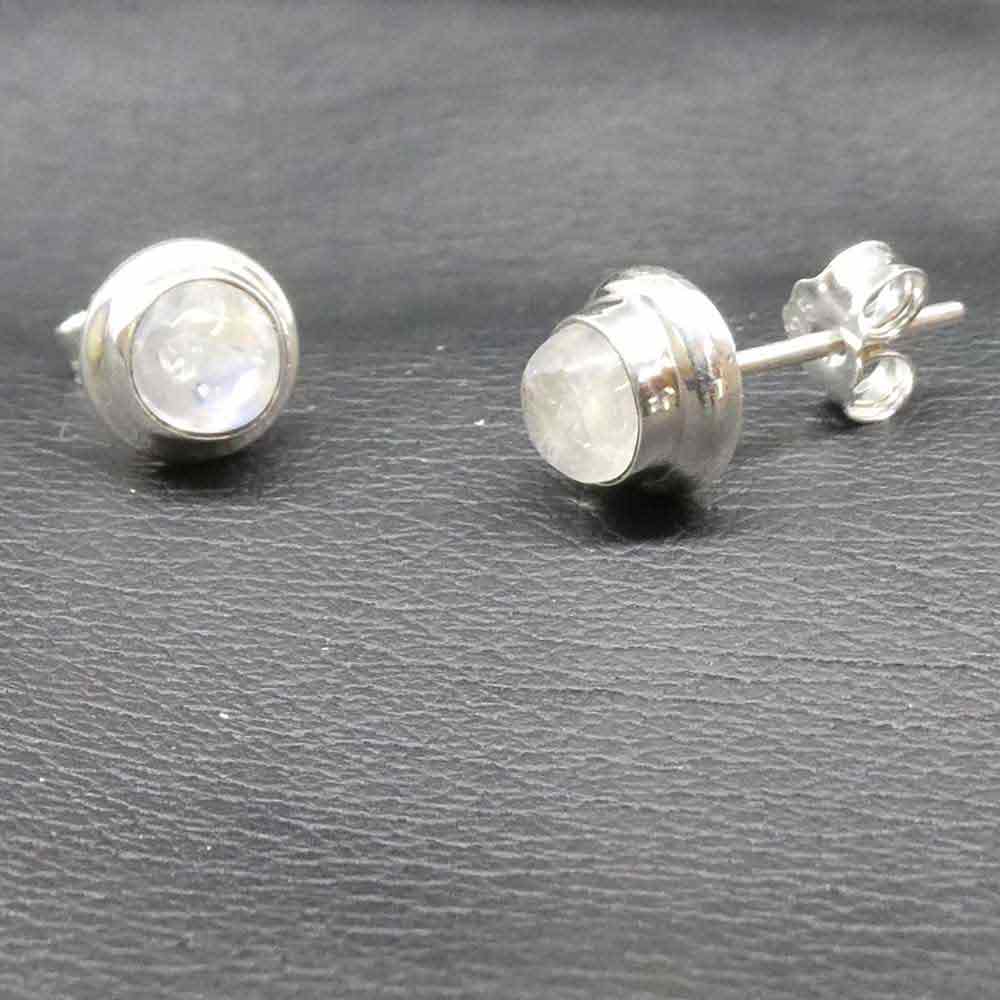 Mondstein Ohrstecker fein 925 Silber Damen Schmuck zeitlos Edelstein