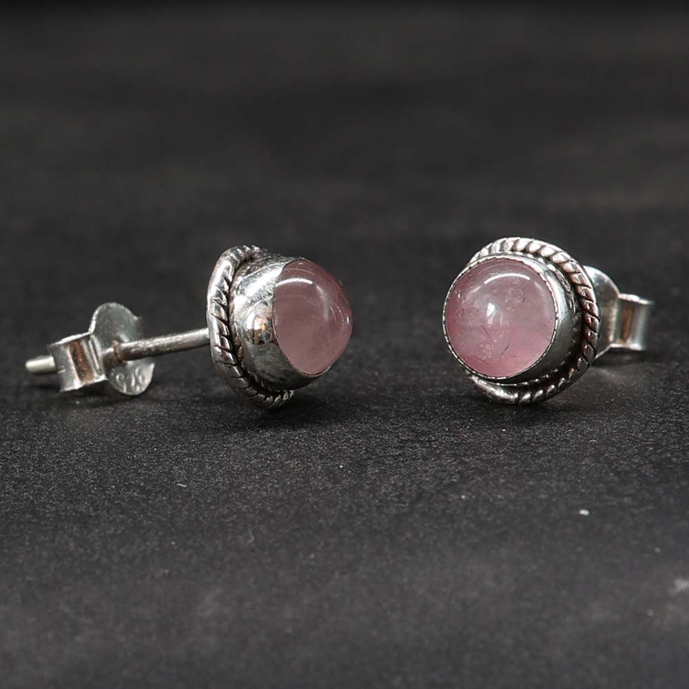 Rosenquarz Ohrring 925 Silber Schmuck Ohrstecker Damen Edelstein
