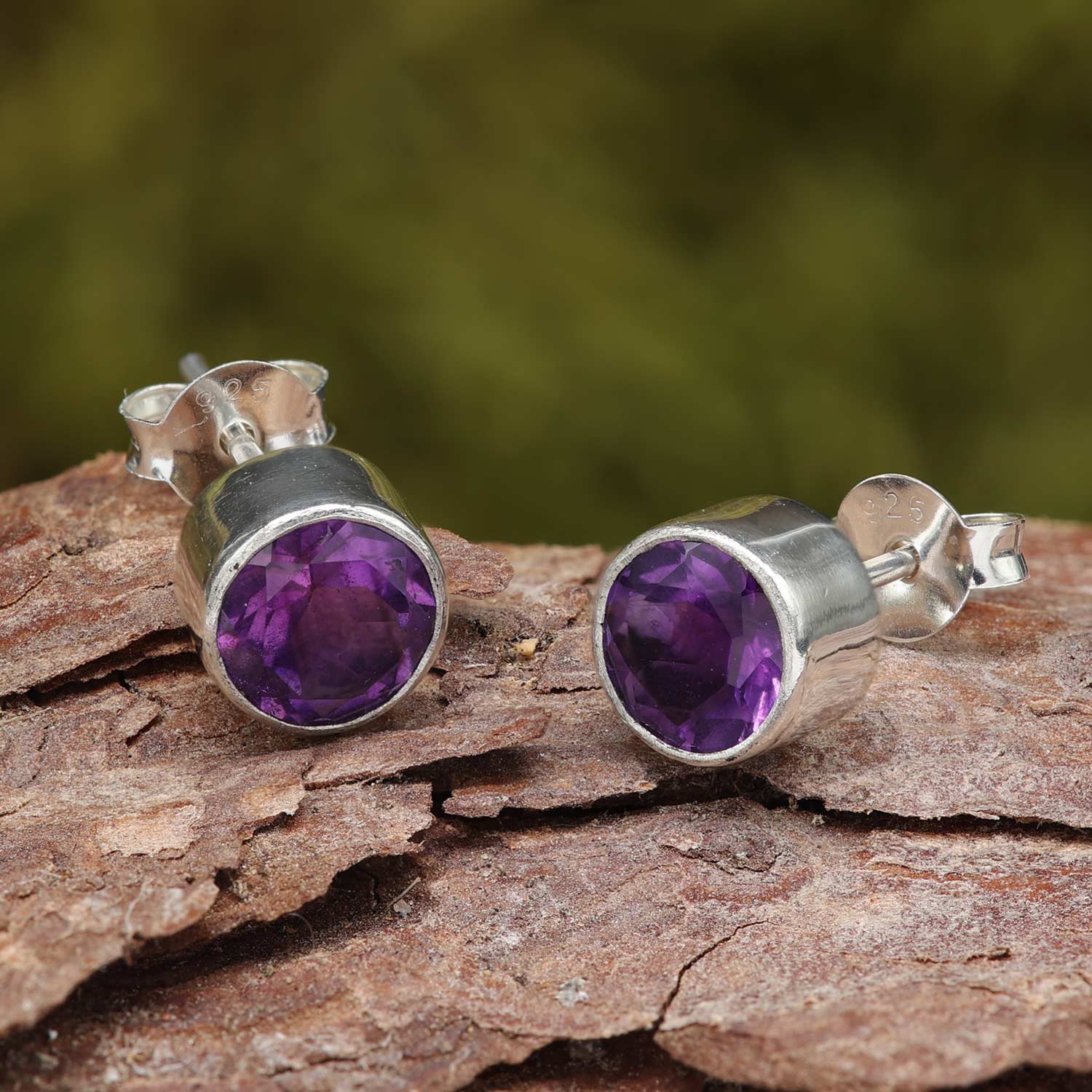 Steinschmuck Amethyst Ohrstecker 925 Silber (Paar)