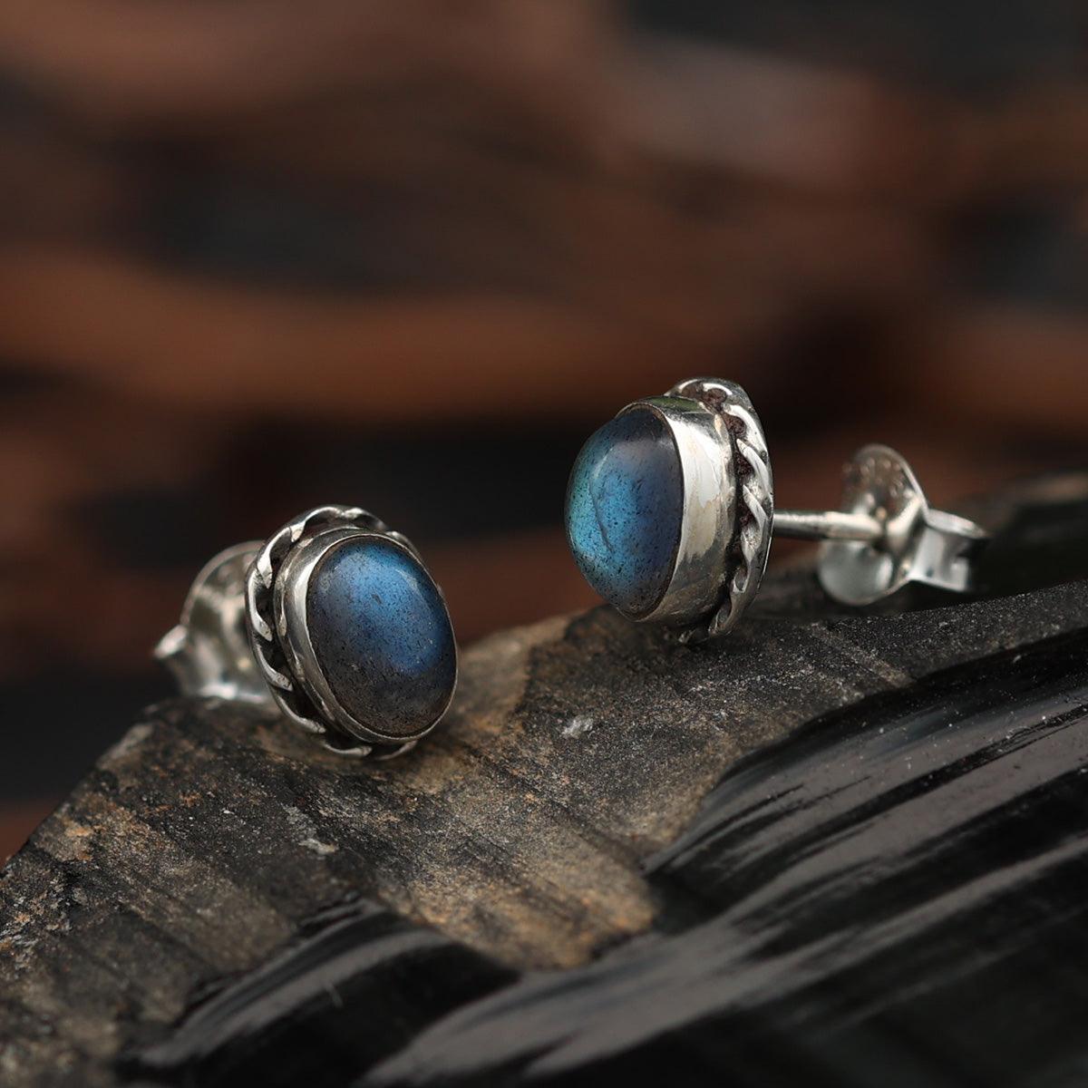 Labradorit Ohrstecker Silber Edelstein Ohrschmuck edel Ohrring