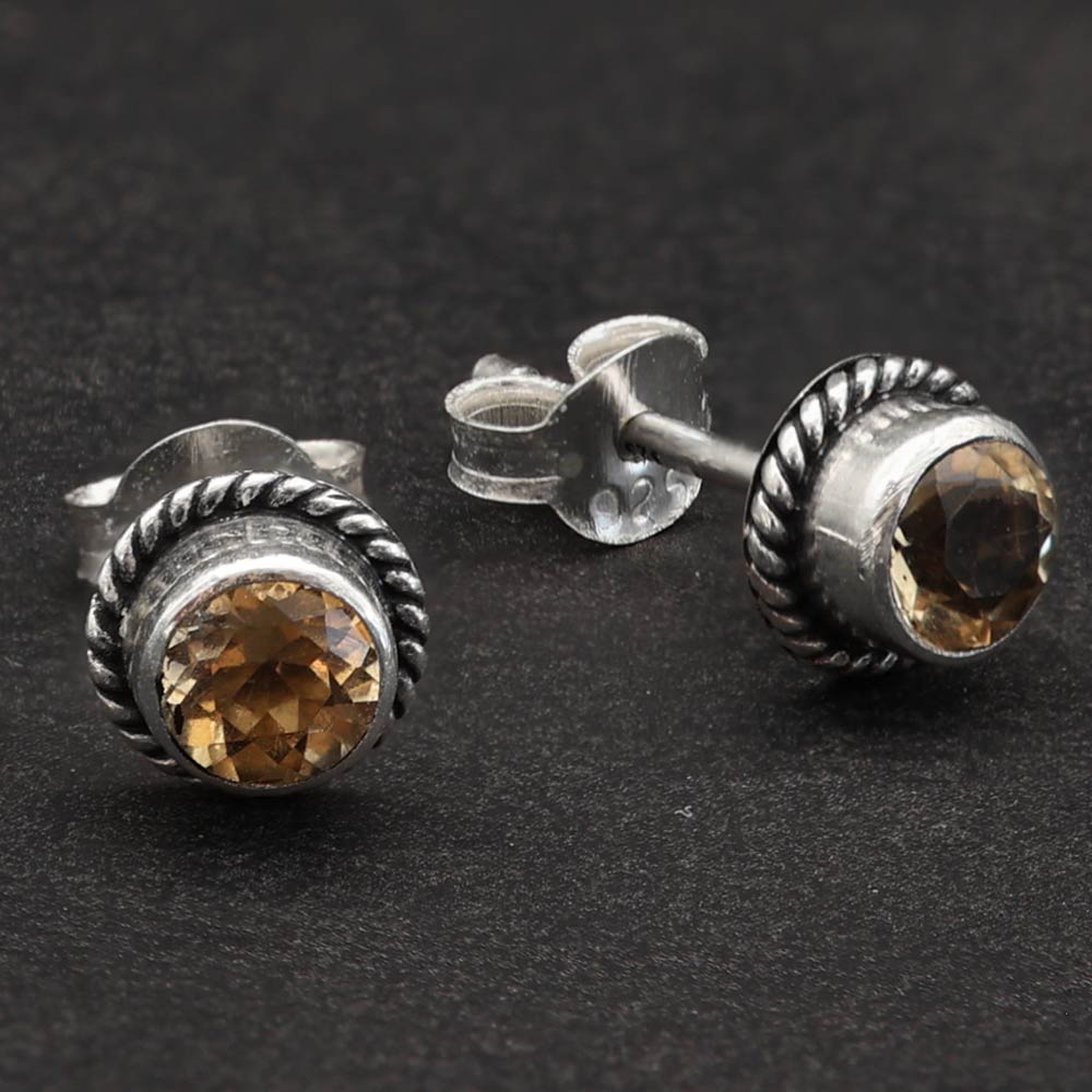 Citrin Ohrstecker 925 Silber Ohrschmuck mit Edelsteinen