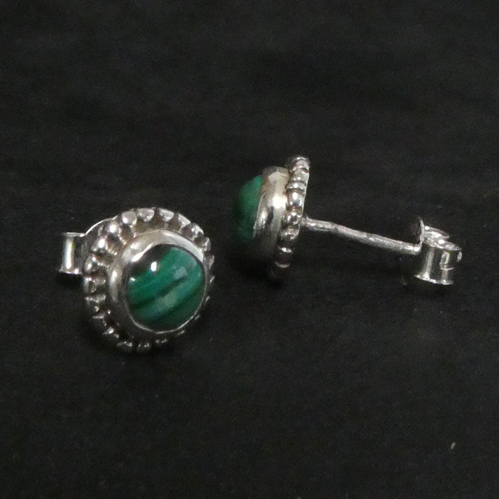 Ohrstecker Malachit und 925 Silber edler Damen Ohrschmuck Handarbeit