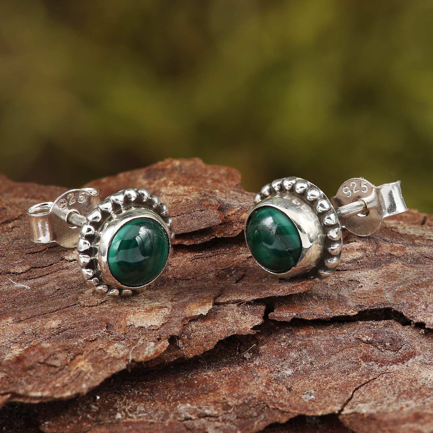 Malachit Ohrschmuck Edelstein feines Sterlingsilber ausgefallene Ohrringe