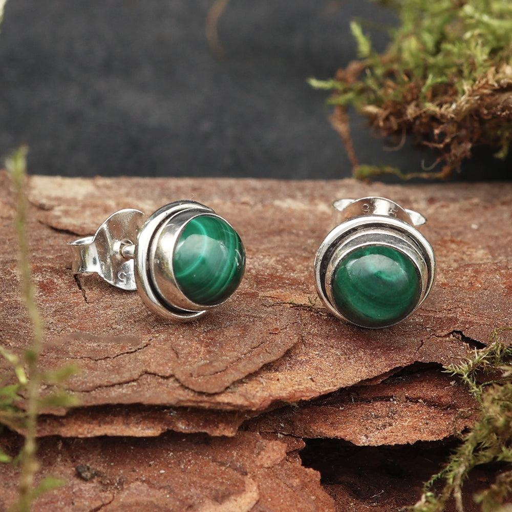 Malachit Ohrschmuck Edelstein feines Sterlingsilber ausgefallene Ohrringe