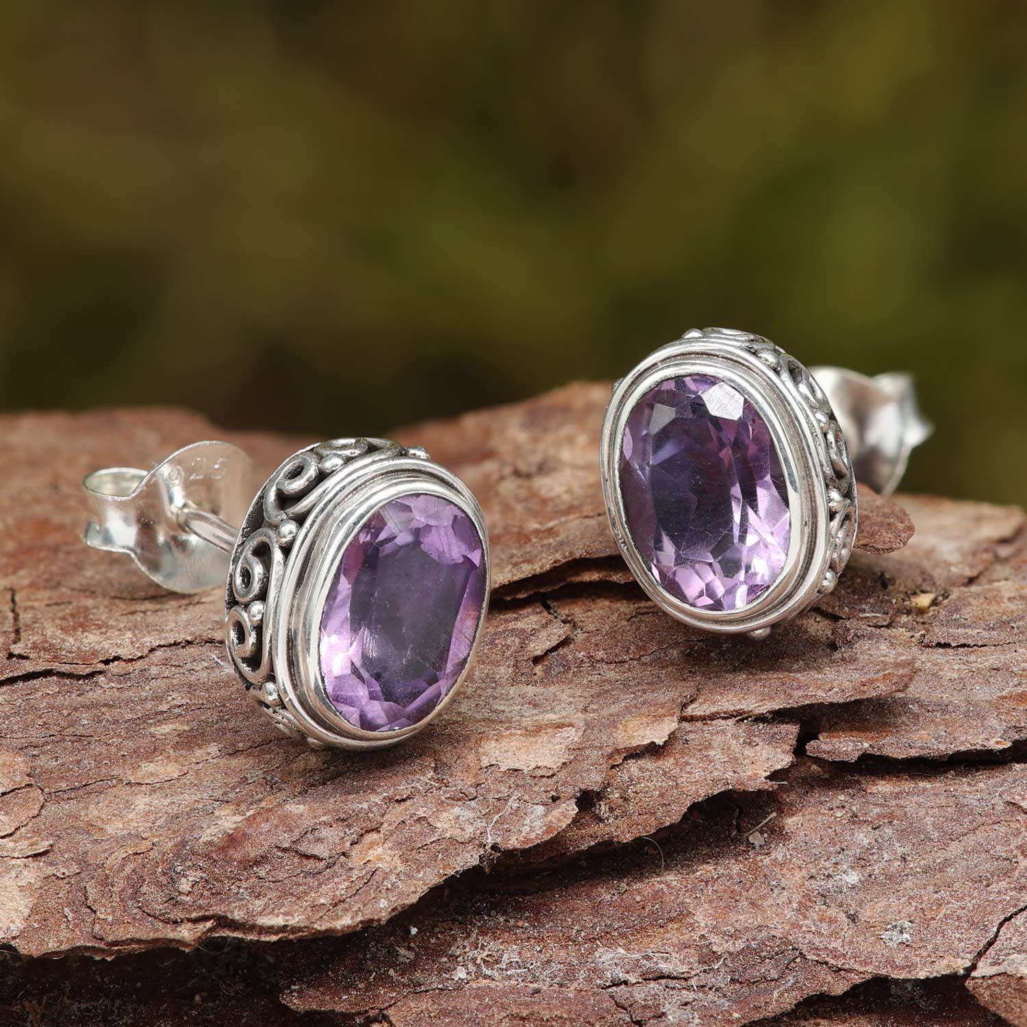 Amethyst Ohrschmuck Edelstein feines Sterlingsilber ausgefallene Ohrringe