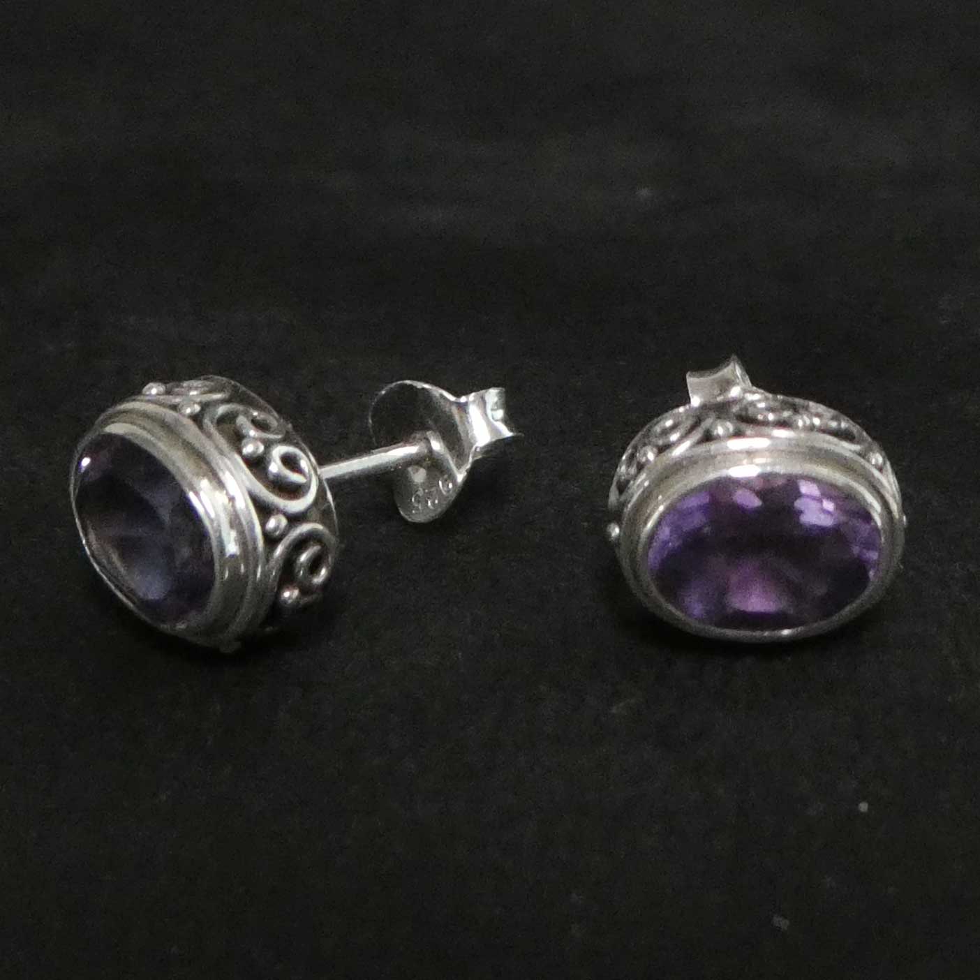 Edle Amethyst Ohrstecker 925er Silber Damen Ohrring Handarbeit Kunst Handwerk