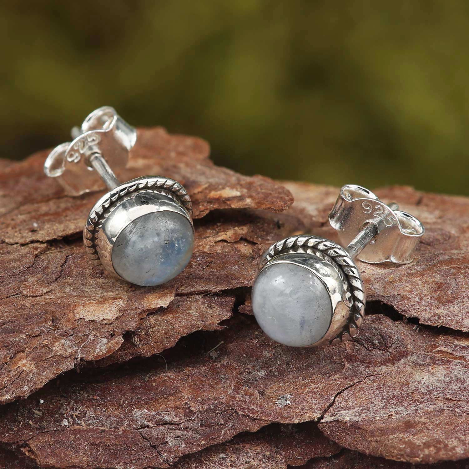 Mondstein Ohrschmuck Edelstein feines Sterlingsilber ausgefallene Ohrringe