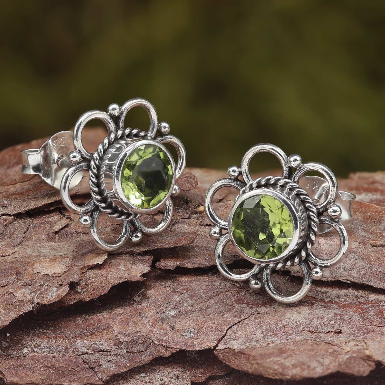 Peridot Edle Ohrringe 925 Silber Damen Ohrschmuck