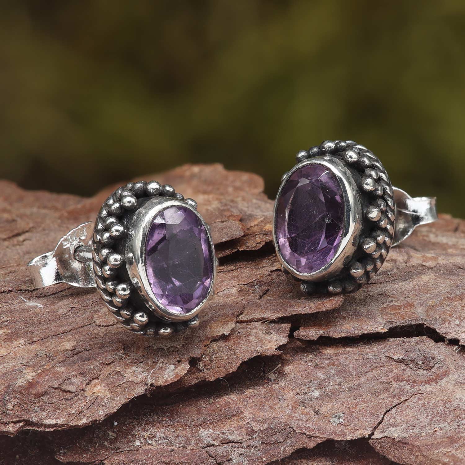 Amethyst Edelstein Ohrschmuck zeitlos Silber