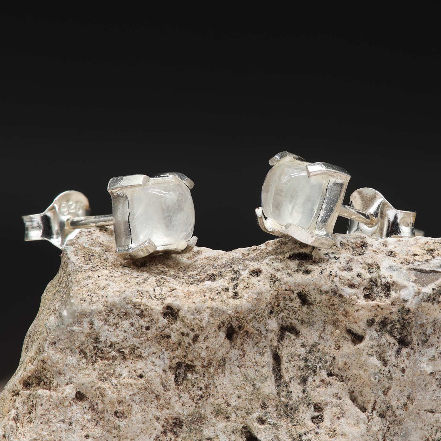 Ohrstecker Mondstein 925 Silber Ohrschmuck Paar