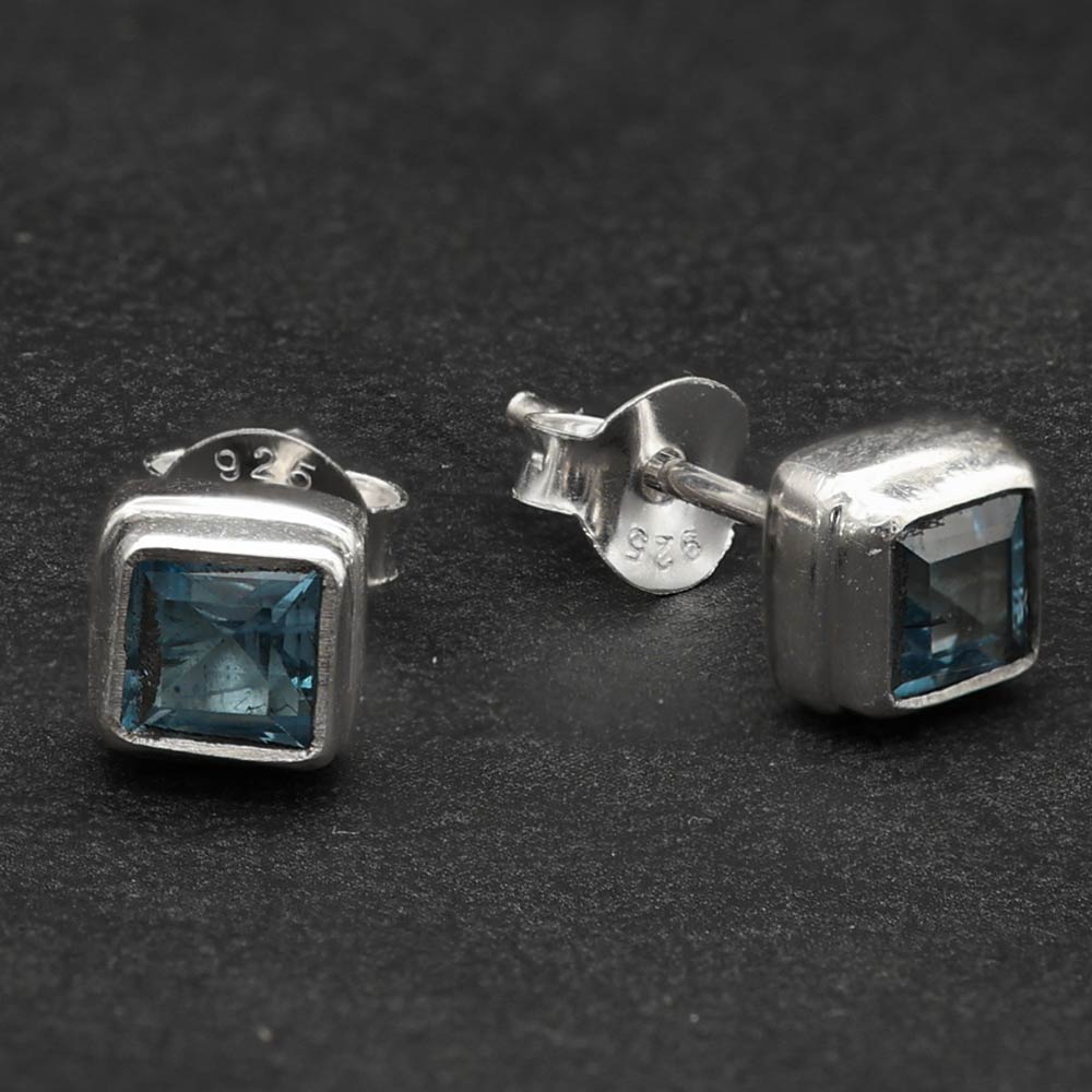 Ohrstecker 925 Silber blauer topas Ohrschmuck Frauen Ohrringe Edelsteine