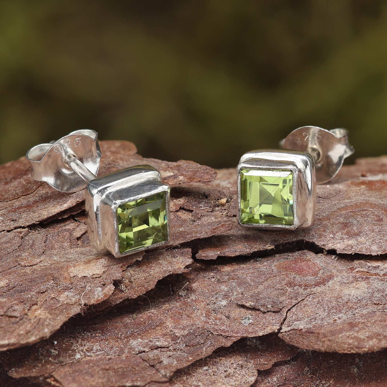 Peridot Edelstein Ohrring 925 Silber