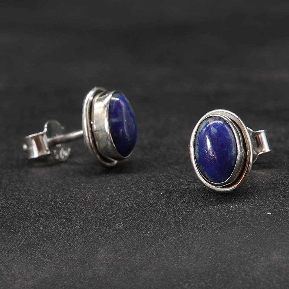 Lapislazuli Ohrring 925 Silber Schmuck Ohrstecker Damen Edelstein