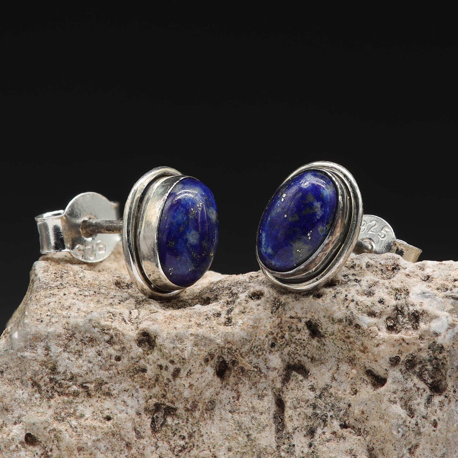 Lapislazuli Ohrstecker 925 Silber edler Ohrschmuck Edelsteine zeitlos