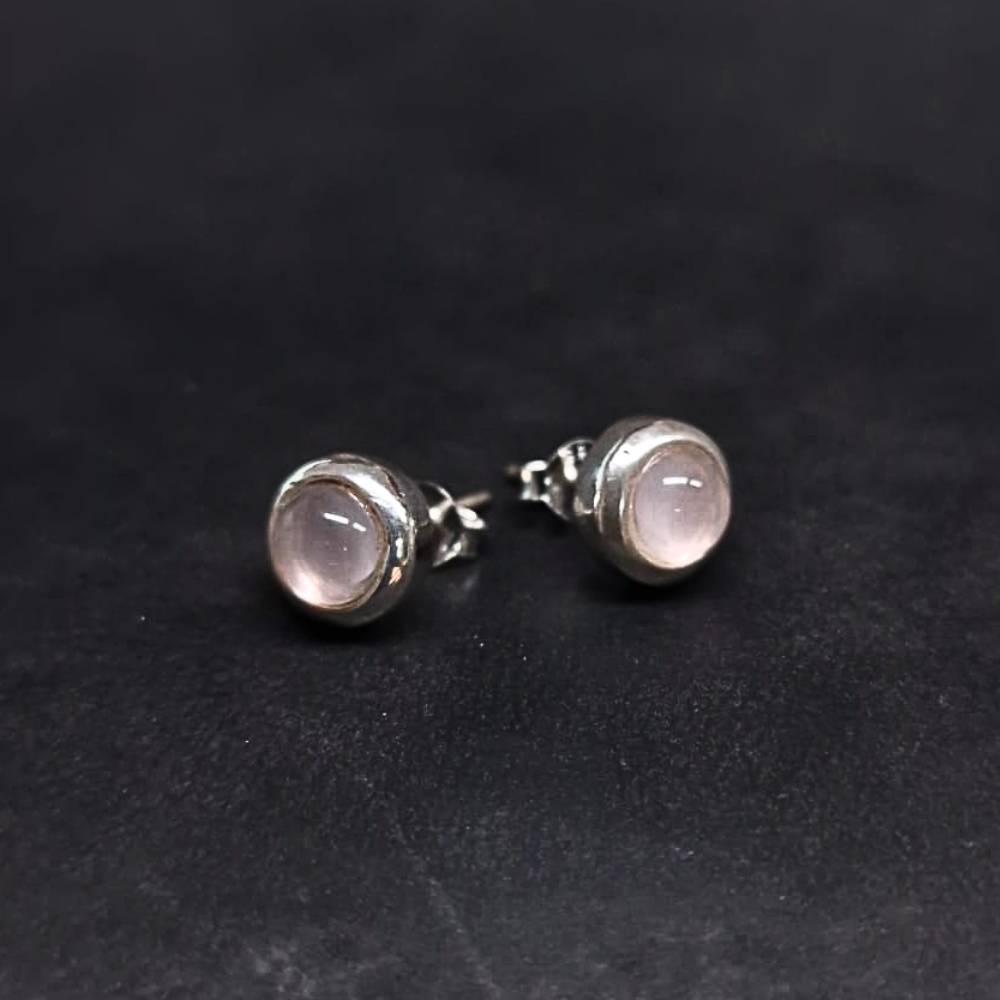 Ohrschmuck 925 Silber echter Rosenquarz