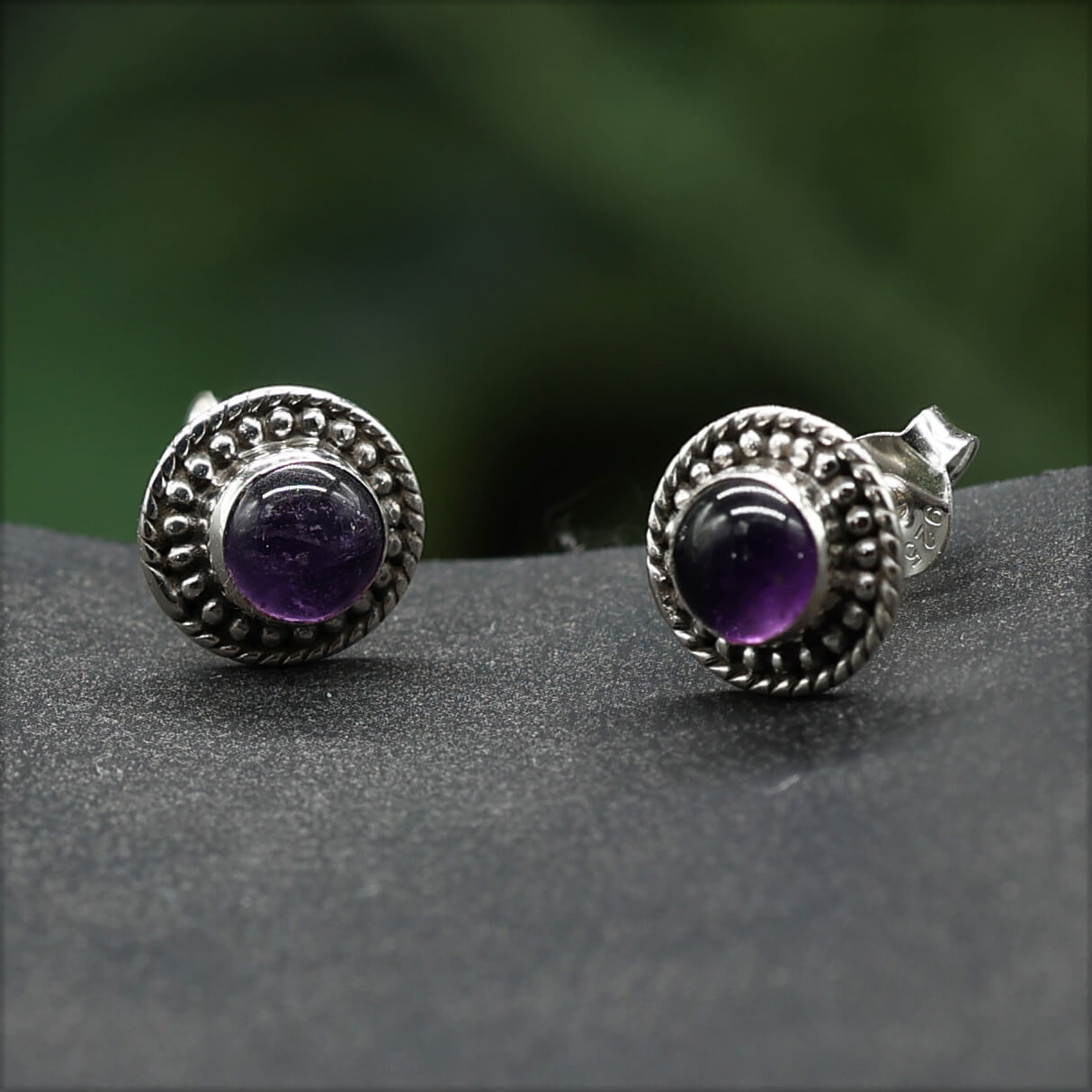 Zeitlose Ohrstecker Amethyst Damen Ohrring 925 Silber (Paar)