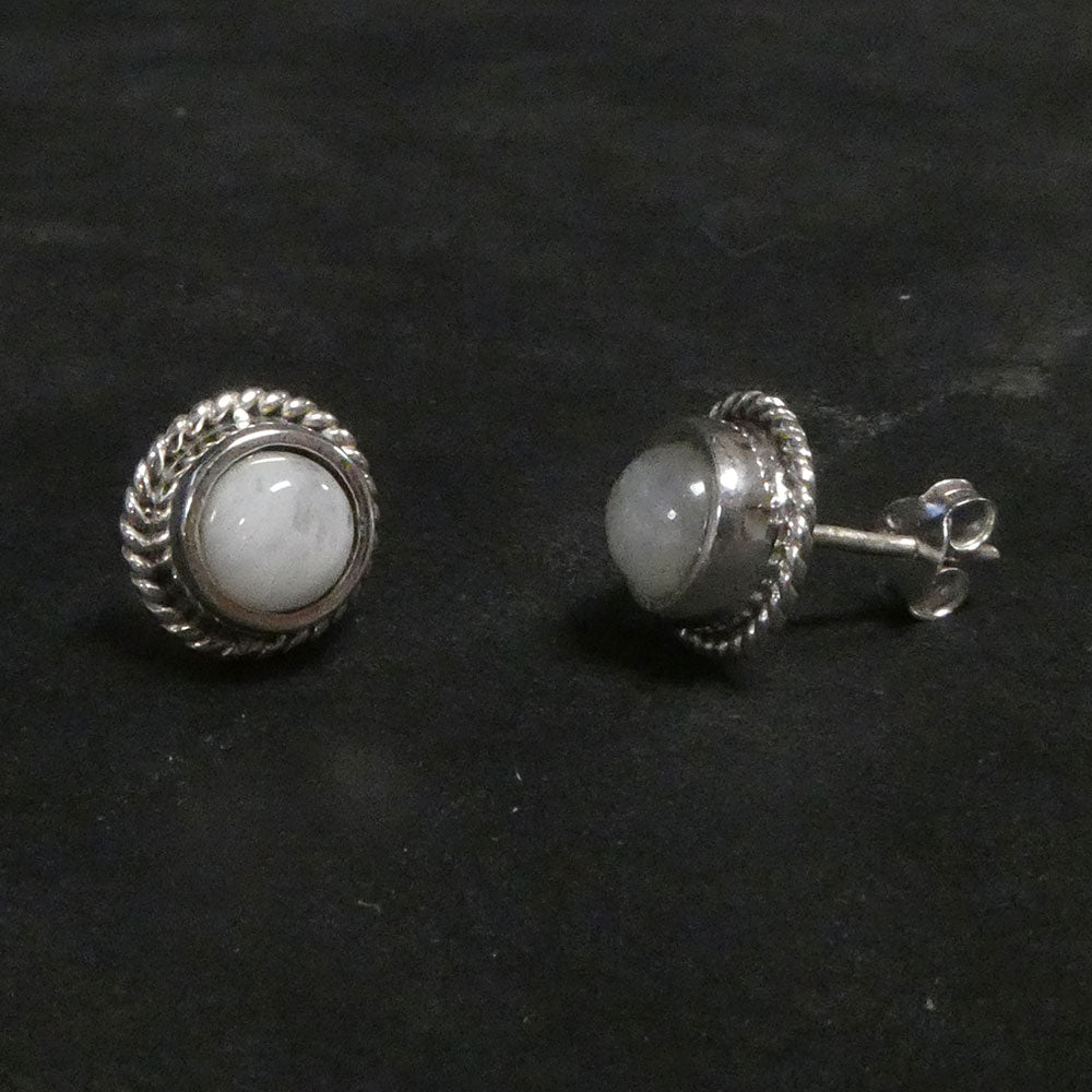 Mondstein 925 Silber Edelstein Ohrstecker Damen ausgefallen günstig