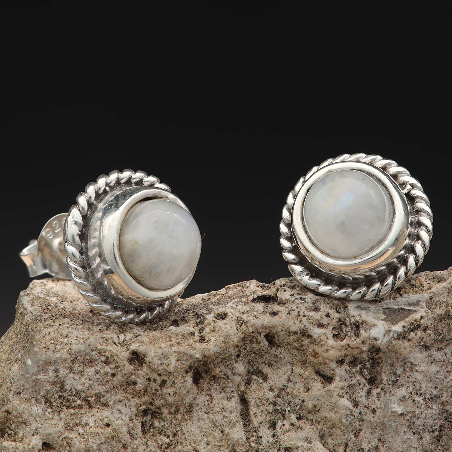 Mondstein Ohrstecker 925 Silber edler Ohrschmuck Edelsteine