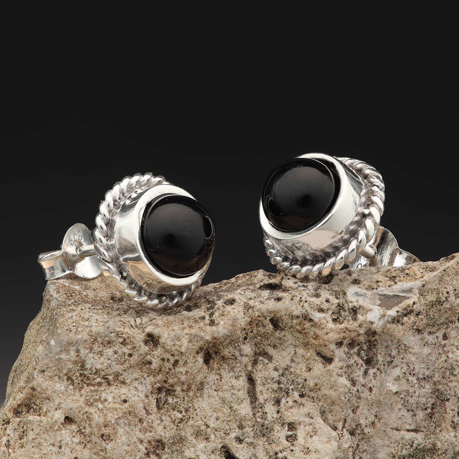Onyx Ohrstecker 925 Silber edler Ohrschmuck Edelsteine
