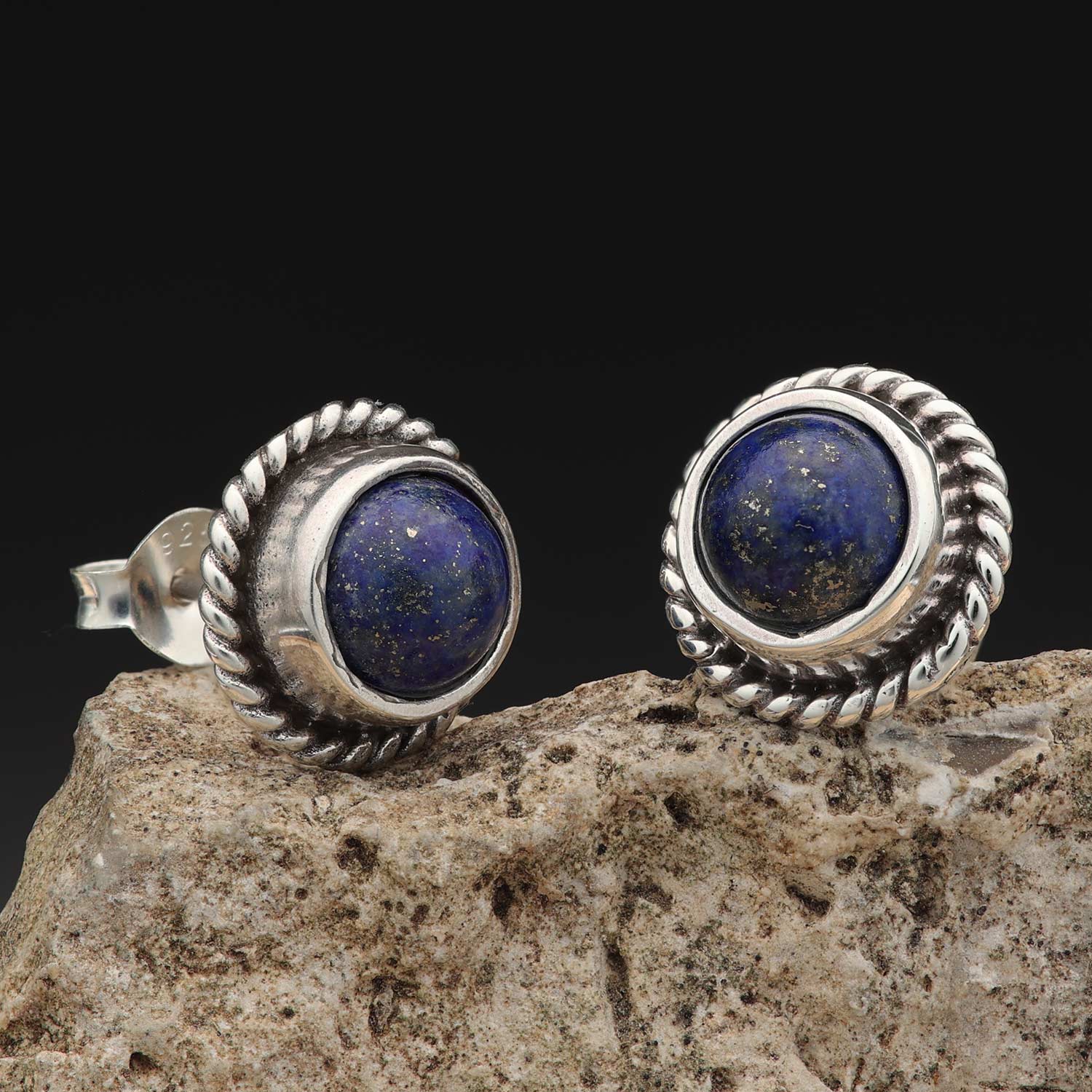 Ohrstecker Lapislazuli schönes Blau mit Silber perfekte Kombination